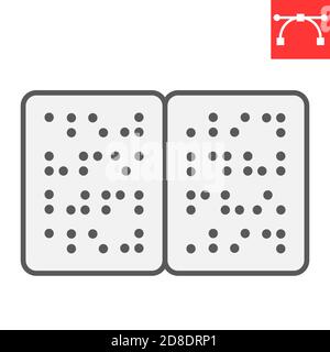 Braille Buch Farbe Linie Symbol, Behinderung und blind, Buch in Braille Zeichen Vektorgrafik geschrieben, editierbare Kontur gefüllt Umrisssymbol, eps 10. Stock Vektor