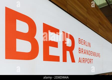 Berlin, 28. Oktober 2020: Neuer Flughafen Berlin Brandenburg BER Willy Brandt in Deutschland. Stockfoto