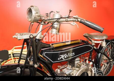 Logo des Helios Motorrades von BFW, Bayerische Flugzeugwerke, 1921, PS.SPEICHER Museum, Einbeck, Niedersachsen, Deutschland, Europa Stockfoto