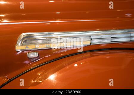 Logo des Opel Admiral, deutscher Automobilhersteller Opel, 1938, PS.SPEICHER Museum, Einbeck, Niedersachsen, Deutschland, Europa Stockfoto