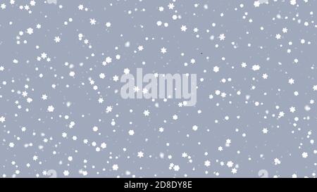 Fallende weiße Blendung von glänzendem Schnee, Schneeflocken isoliert auf grau. Weiße Funken glitzern besonderen Lichteffekt. Textur Winter Schneeflocken. Weihnachtsabstrakt Stock Vektor