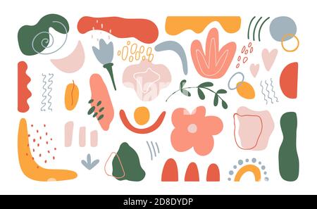 Organische Formen auf weißem Hintergrund gesetzt. Hand zeichnen abstrakte Design-Elemente für Branding. Minimale stilvolle Cover-Vorlage für Social Media. Kunstfarbe Stock Vektor