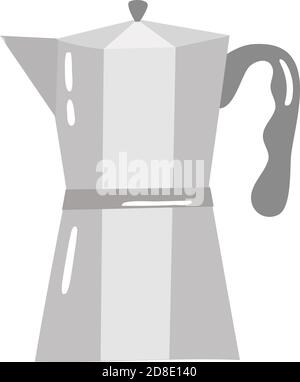 Traditionelle italienische Stil metallischen Geysir Kaffeemaschine isoliert. Vektor-Symbol Vintage Objekt Illustration. Retro Espressomaschine Symbol Design Stock Vektor