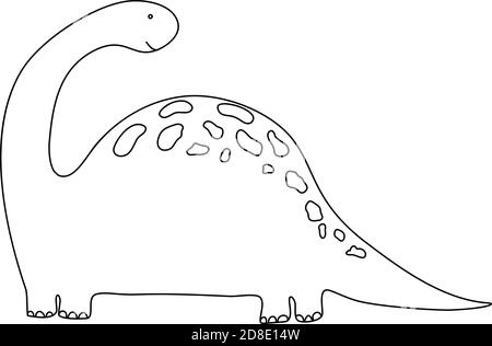Kleine niedliche Linie Dinosaurier. Vektor-Illustration für die Färbung Zeichnung Bild Cartoon. Kinder Dino Bild isoliert auf weiß. Baby Monster Reptile für Druck Stock Vektor