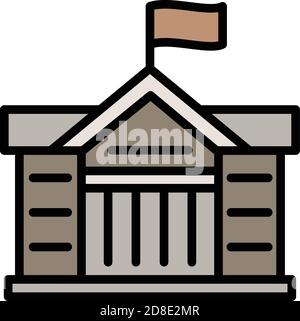 Flag-Symbol für Gerichtsgebäude. Skizzieren Gerichtsgebäude Flagge Vektor-Symbol für Web-Design isoliert auf weißem Hintergrund Stock Vektor