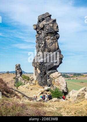 Teufelsmauer, Teufelsmauer, Felsformation in Sachsen-Anhalt, Harz, Deutschland. Stockfoto