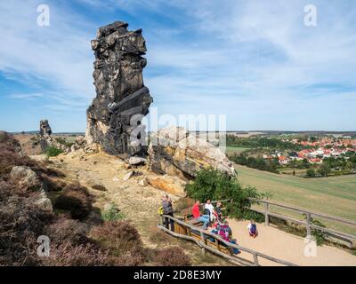 Teufelsmauer, Teufelsmauer, Felsformation in Sachsen-Anhalt, Harz, Deutschland. Stockfoto