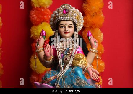 Lakshmi pujan - Göttin laxmi Idol Stockfoto