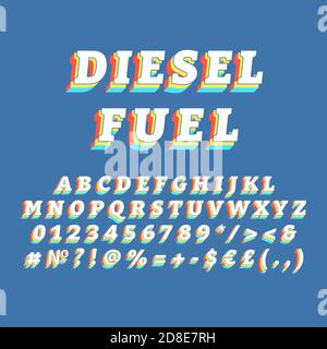 Diesel Kraftstoff vintage 3d Vektor Alphabet Satz Stock Vektor