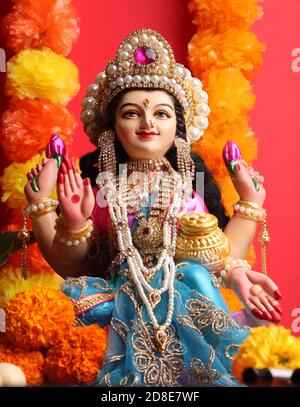 Lakshmi pujan - Göttin laxmi Idol Stockfoto