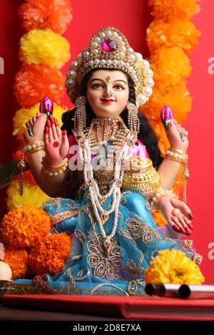 Lakshmi pujan - Göttin laxmi Idol Stockfoto