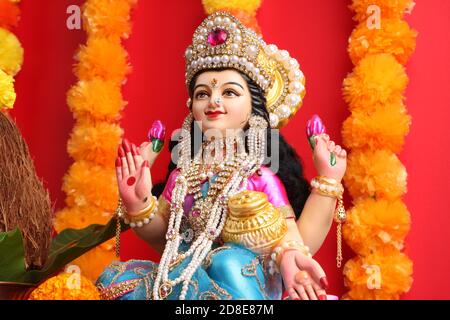 Lakshmi pujan - Göttin laxmi Idol Stockfoto