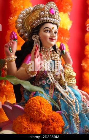 Lakshmi pujan - Göttin laxmi Idol Stockfoto