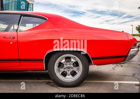 Tybee Island, GA - 3. Oktober 2020: 1968 Chevrolet Chevelle SS Hardtop Coupé auf einer lokalen Auto-Show. Stockfoto