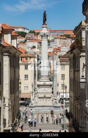 König Pedro IV Platz und Denkmal in Lissabon, Portugal, Europa. Stockfoto