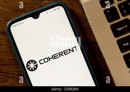 Brasilien. September 2020. In dieser Abbildung ist das kohärente Logo auf einem Smartphone zu sehen. Kredit: Rafael Henrique/SOPA Images/ZUMA Wire/Alamy Live Nachrichten Stockfoto