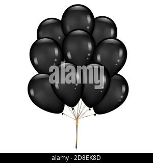 Schwarze Luftballons Bündel auf weißem Hintergrund isoliert gesetzt. Elemente für Black Friday Sale Poster. Realistische Vektordarstellung. Stock Vektor