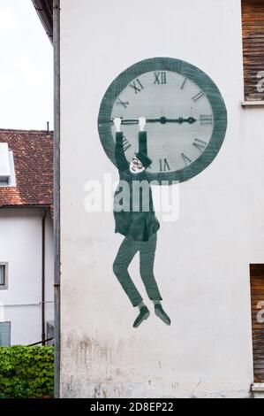 Kunstwerke in Pesariis, Friaul Julisch Venetien, Italien Stockfoto