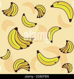 Bananen Früchte gelbes Muster, colurful Design, Vektor-Illustration Stock Vektor