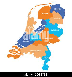 Bunte politische Landkarte von Mexiko. Verwaltungsabteilungen - Staaten. Einfache flache Vektorkarte mit Beschriftungen. Stock Vektor