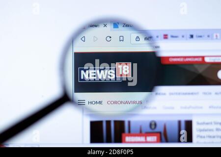 New York, USA - 29. September 2020: News18 news18.com Firmenwebsite mit Logo aus der Nähe, illustrative Editorial Stockfoto