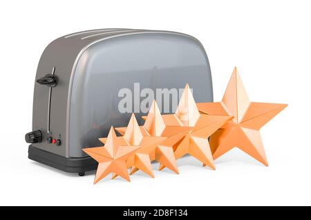 Kunden Bewertung von Toaster, Konzept. 3D-Rendering auf weißem Hintergrund Stockfoto