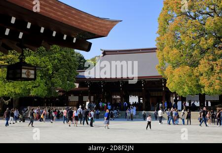 Der Haupthof und die Haupthalle in Meiji Jingu (Meiji-Schrein).Shibuya.Tokyo.Japan Stockfoto