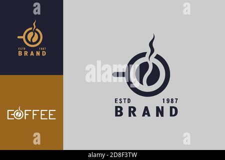 Kaffeebohne mit Tasse, geeignet für Café-Logo oder Produkt Markenidentität. Stock Vektor