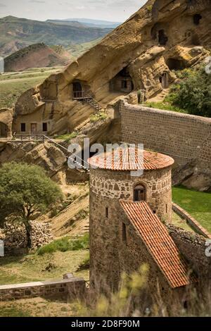 Davit Gareja Kloster ist ein 6. Jahrhundert Felsen gehauen, Clifftop christlichen Kloster in Georgien, Kaukasus, Europa. Stockfoto