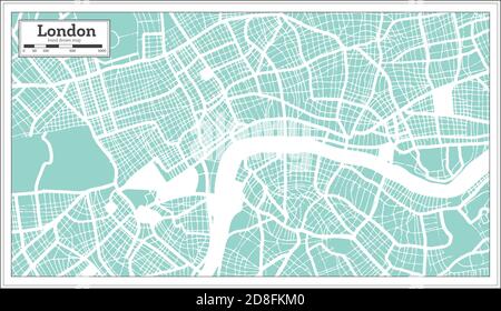 London Grossbritannien Stadtplan im Retro Stil. Übersichtskarte. Vektorgrafik. Stock Vektor