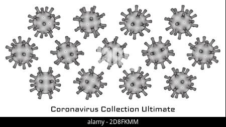 Satz von 3d-Vektor Coronavirus Zeichen oder Symbole für Sekunde Illustrationen zu Wellenpandemien und medizinische Broschüren Stock Vektor
