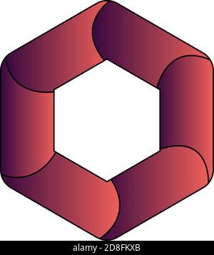 Abstrakte GEMATRIK-Art-Isolierung auf weißem Hintergrund. Vektordarstellung eines wunderschönen geometrischen sechseckigen Logos. Stock Vektor