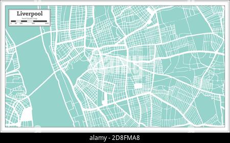 Liverpool Grossbritannien Stadtplan im Retro Stil. Übersichtskarte. Vektorgrafik. Stock Vektor