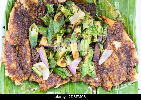 Gegrilltes Fischfilet mit asiatischen Gewürzen Stockfoto