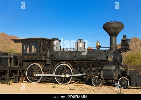 Die Reno-Lokomotive in Old Tucson Studios, Tucson, Arizona, USA Stockfoto