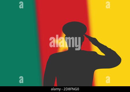 Löt Silhouette auf verwackelte Hintergrund mit Kamerun Flagge. Vorlage für Gedenktag Stock Vektor