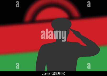 Löt Silhouette auf verwackelte Hintergrund mit Malawi Flagge. Vorlage für Gedenktag Stock Vektor