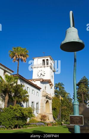 Uhrturm, Santa Barbara County Courthouse, Santa Barbara, Kalifornien, USA Stockfoto