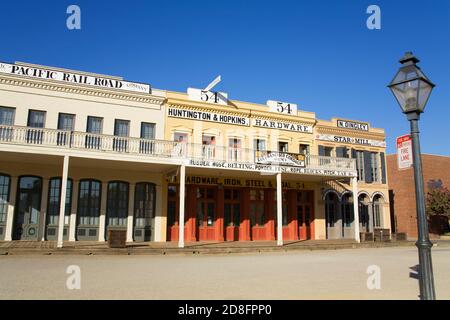 Historische Gebäude auf I Street im alten Stadt Sacramento, Kalifornien, USA Stockfoto