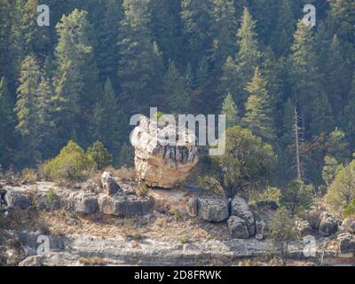 Sonniger Blick auf das Walnut Canyon National Monument in Arizona Stockfoto