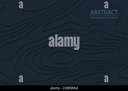 Geometrische Schnitt Papier schwarz Luxus Hintergrund, Topographie Karte Konzept. Stock Vektor