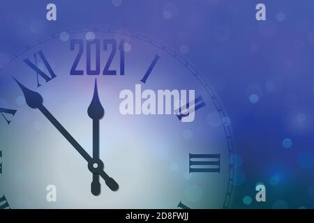 Frohes neues Jahr 2021 Feiern Sie Banner mit Uhr Stock Vektor