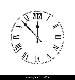 Frohes neues Jahr 2021 Symbol mit Uhr Stock Vektor