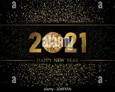 2021 Neujahr Hintergrund mit goldenen Zahlen. Festliches Premium-Design Stock Vektor