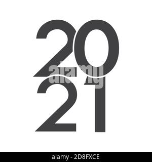 Frohes neues Jahr 2021 Text Design Logo. Stock Vektor