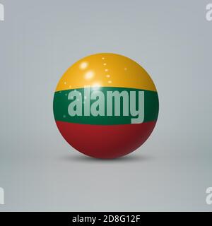 Realistische glänzende Kunststoffkugel oder Kugel mit Flagge Litauens Stock Vektor