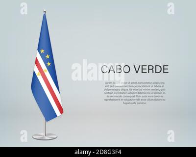 Cabo Verde Hängefahne am Stand. Vorlage für politisches Konferenzbanner Stock Vektor