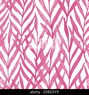 Rosa Aquarell Blätter nahtlose Muster. Vektormuster Illustration für Oberflächengestaltung, Druck, Poster, Symbol, Web, grafische Designs. Stock Vektor