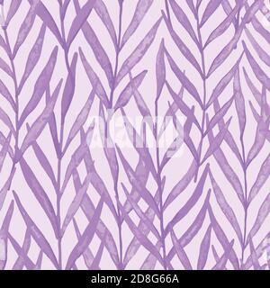 Lila Aquarell hinterlässt nahtlose Muster. Vektormuster Illustration für Oberflächengestaltung, Druck, Poster, Symbol, Web, grafische Designs. Stock Vektor