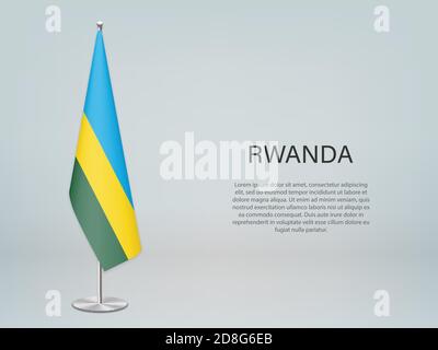 Ruanda hängende Flagge auf Stand. Vorlage für Konferenzbanner Stock Vektor
